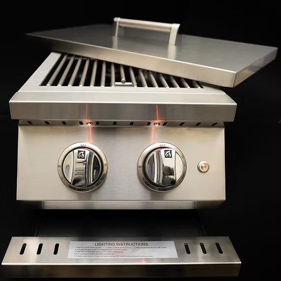 Kokomo Professional Double Side Burner with Removable Cover – Built-In, 24,000 BTU