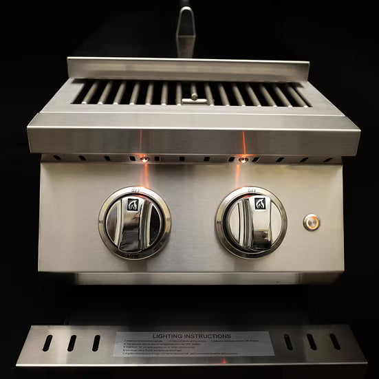 Kokomo Professional Double Side Burner with Removable Cover – Built-In, 24,000 BTU