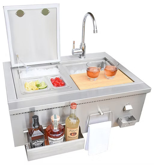Kokomo KO-30CKT-SNK 30″ Stainless Steel Built-In Bartender Cocktail Station w/ Sink & Ice Chest