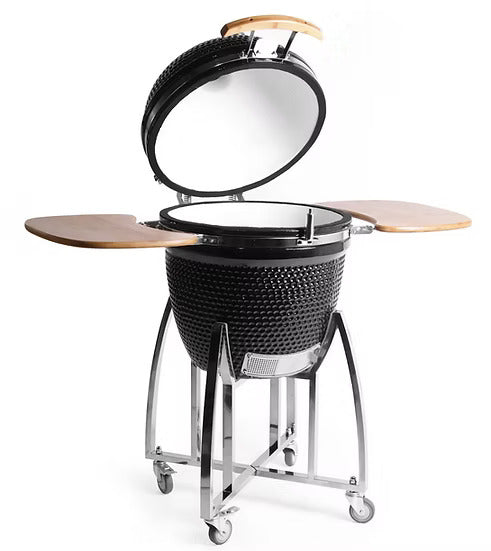 KoKoMo 21″ Kamado Ceramic Charcoal Grill with Stand & Side Shelves