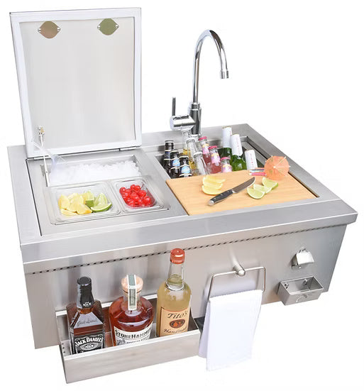 Kokomo KO-30CKT-SNK 30″ Stainless Steel Built-In Bartender Cocktail Station w/ Sink & Ice Chest