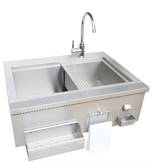 Kokomo KO-30CKT-SNK 30″ Stainless Steel Built-In Bartender Cocktail Station w/ Sink & Ice Chest