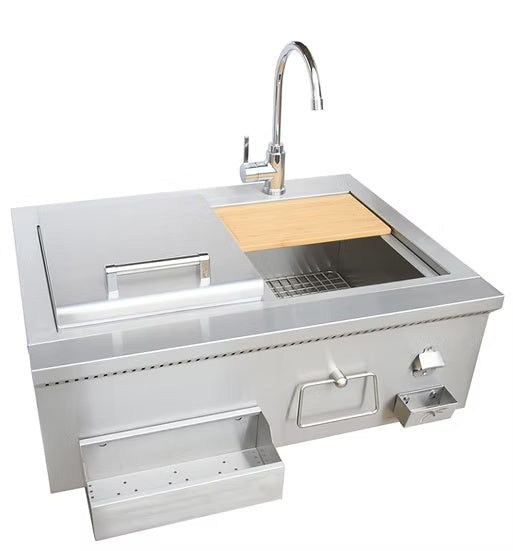 Kokomo KO-30CKT-SNK 30″ Stainless Steel Built-In Bartender Cocktail Station w/ Sink & Ice Chest