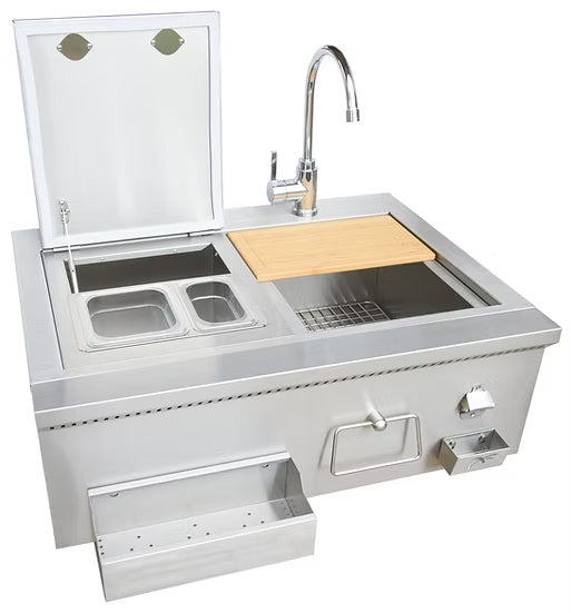 Kokomo KO-30CKT-SNK 30″ Stainless Steel Built-In Bartender Cocktail Station w/ Sink & Ice Chest
