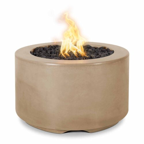 Florence Round GFRC Concrete Fire Pit — 65 k BTU, Multiple Sizes & Ignition Options