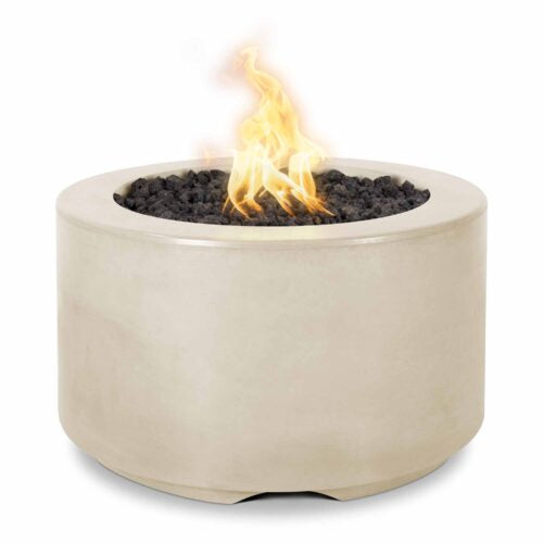 Florence Round GFRC Concrete Fire Pit — 65 k BTU, Multiple Sizes & Ignition Options