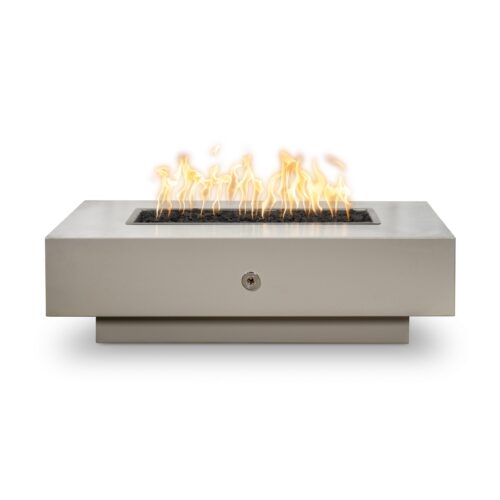 The Outdoor Plus Coronado Rectangular Fire Pit – Powder-Coated Metal, 72" × 28" × 15", White (OPT-CORCPR72-LP), Made in USA