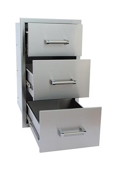 Kokomo KO-TD18 15″ Stainless Steel Triple Drawer – Built-In Outdoor Storage