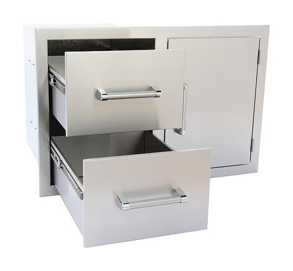 Kokomo KO-ALPDC 30.5″ Double Drawer + Door Combo – 304 SS Built-In Storage