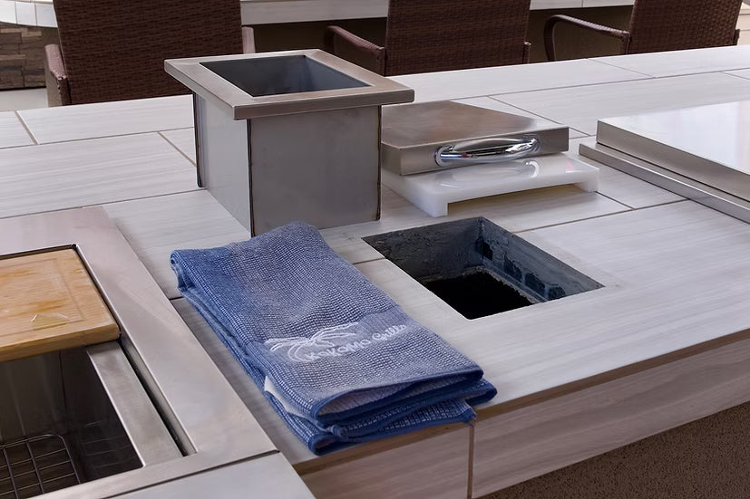 Kokomo KO-TRSCH Stainless Steel Trash Chute & Cutting Board – Built-In Outdoor Litter Solution