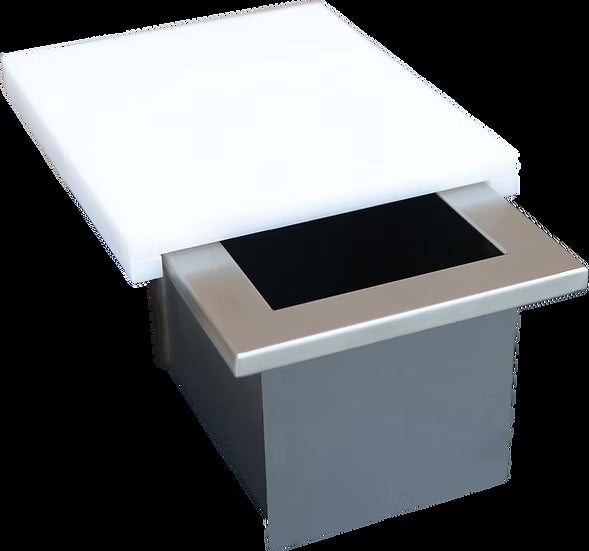 Kokomo KO-TRSCH Stainless Steel Trash Chute & Cutting Board – Built-In Outdoor Litter Solution
