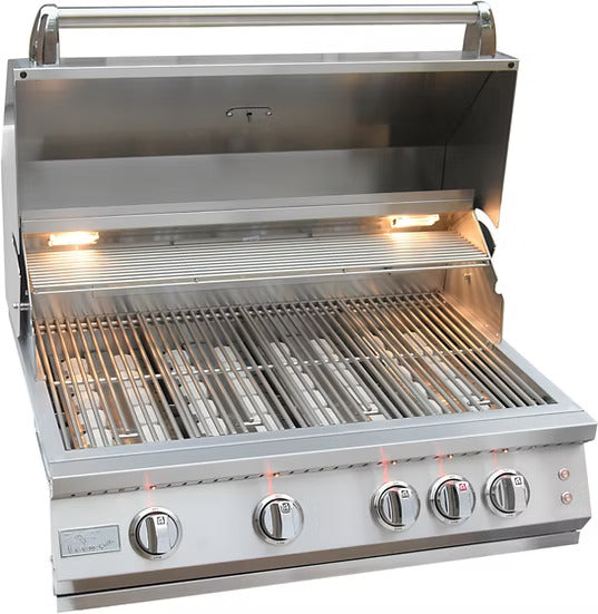 KoKoMo 32″ Professional Built-In Gas Grill KO-PRO-4BG – 4 Cast Burners, Infrared Back Burner