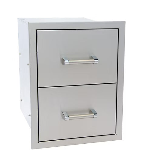 Kokomo KO-DD12 14¾″ Stainless Steel Double Drawer – Built-In Outdoor Storage
