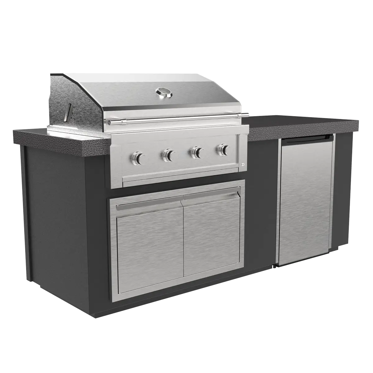 Outdoor Plus Alta Collection 84″ BBQ Island – 36″ Grill, Refrigerator, Powder-Coated Finish