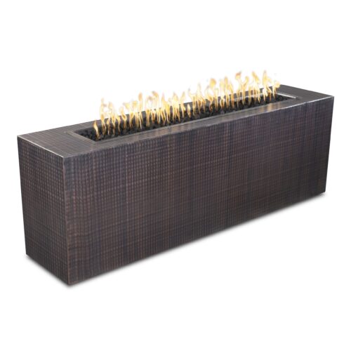 The Outdoor Plus Carmen Rectangular Fire Pit – Metal Collection, 72″ × 16″, 16″ or 24″ Height, U.S.A.