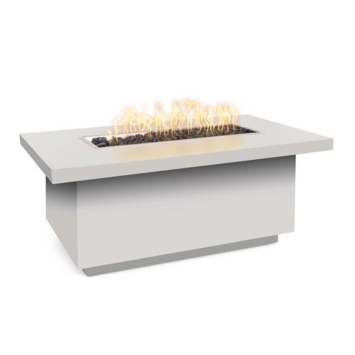 The Outdoor Plus Fremont Fire Table — 24″ Tall Powder-Coated Metal, White, Handcrafted in USA