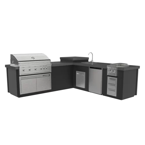 The Outdoor Plus Maestro 112L BBQ Island – L-Shaped Outdoor Kitchen DG-112LB-MSTR