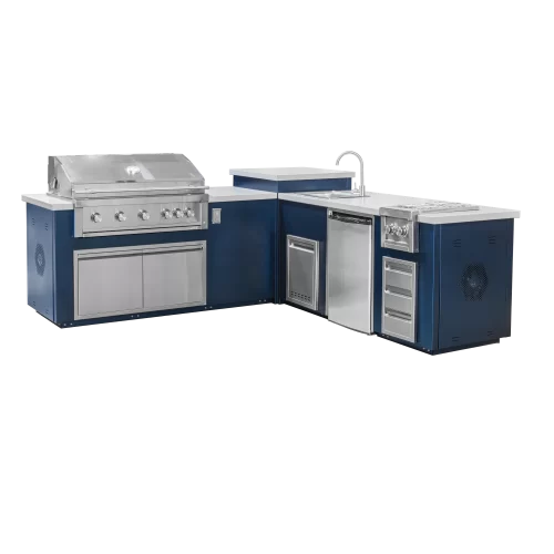 The Outdoor Plus Maestro 112L BBQ Island – L-Shaped Outdoor Kitchen DG-112LB-MSTR