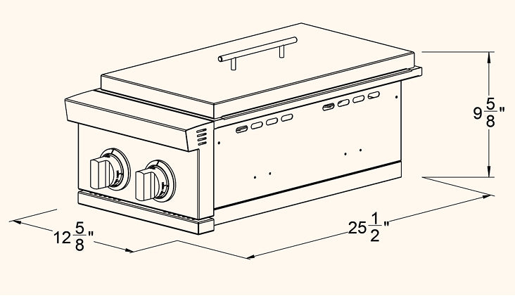 Summerset SB2 Sizzler Double Side Burner – 24,000 BTU, 443 SS, Built-In