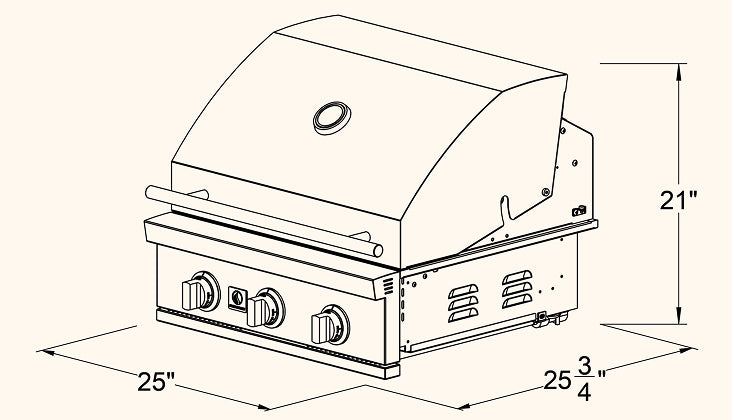 Summerset Sizzler 25″ 3-Burner Built-In Gas Grill (Model SIZ25)