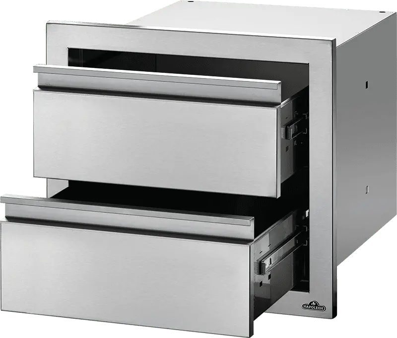 Napoleon BI-1816-2DR 18″ × 16″ Stainless Steel Double Drawer Cabinet – Soft-Close